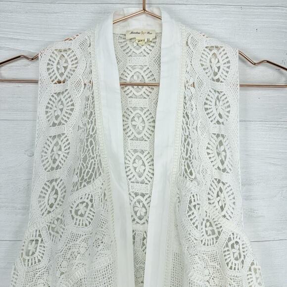 Anthropologie Meadow Rue Crochet Draped Lace Vest XS/S Cottagecore Boho Coquette - Picture 3 of 13